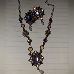 Avon Blue earrings and necklace set